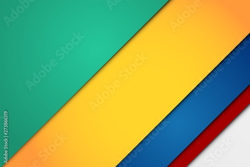 Realistic red, green, blue and yellow sheets of papers