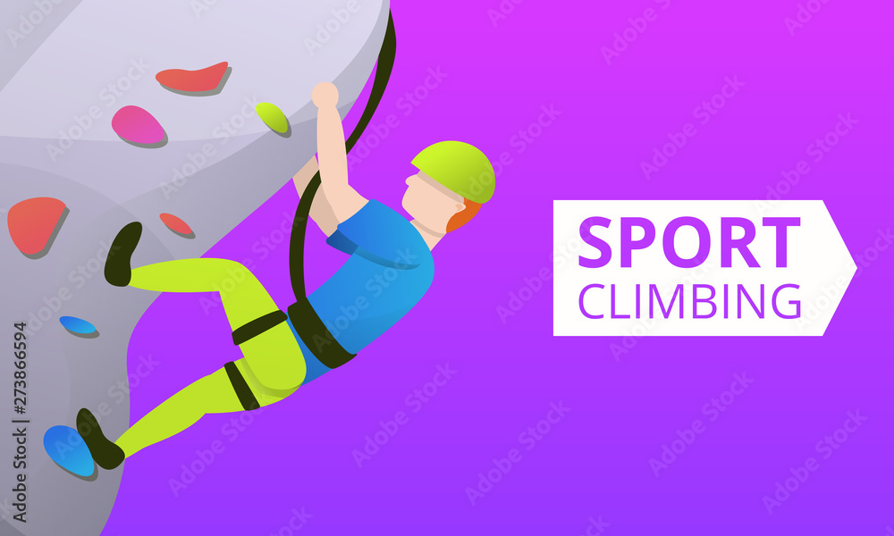 Sport climbing concept banner. Cartoon illustration of sport climbing vector concept banner for web design