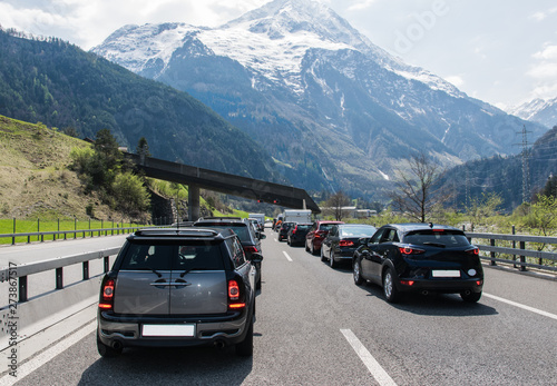 Traffic jam on the nature.