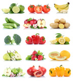 Fruits vegetables collection isolated apple apples bell pepper tomatoes banana colors fresh fruit