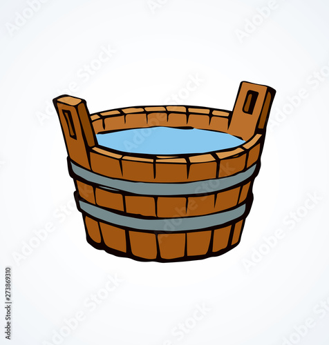 Wooden bowl. Vector drawing