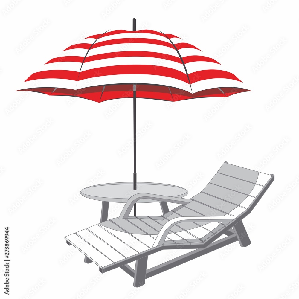  Vector illustration of a b... chair with umbrella