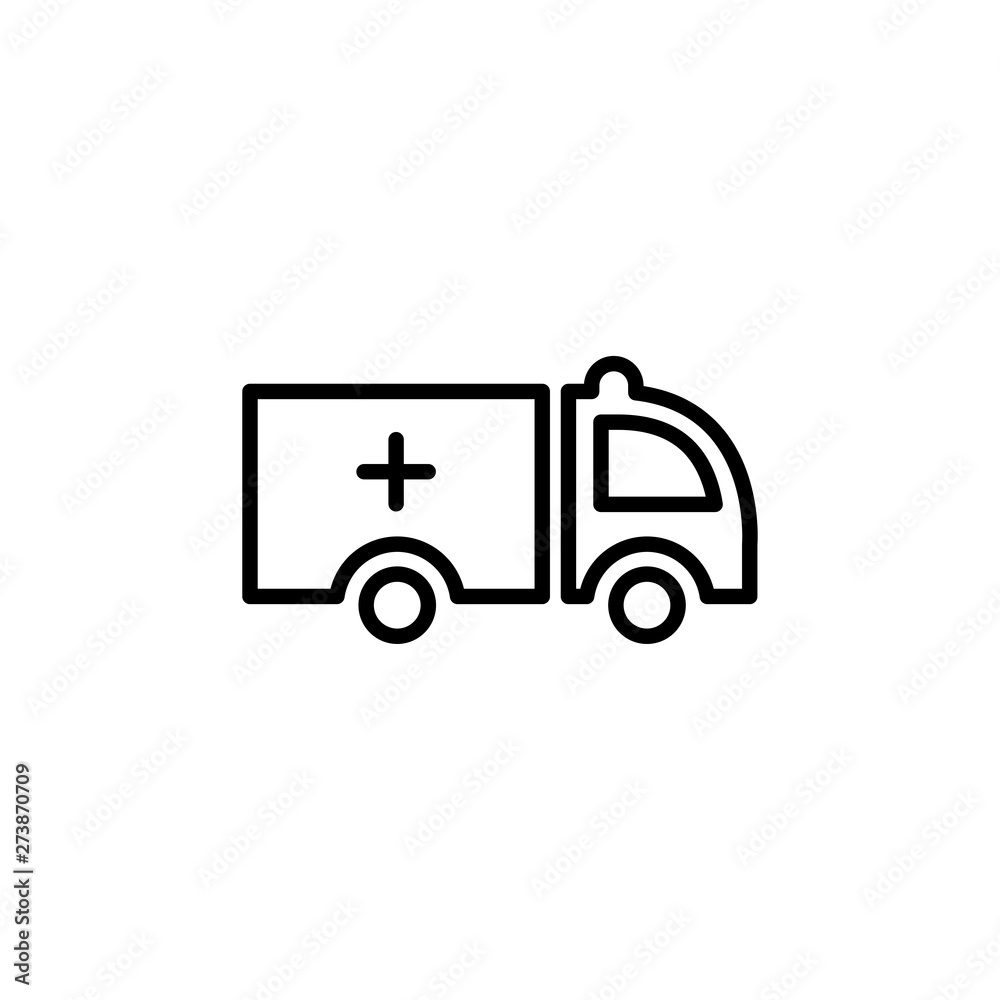 Ambulance Line Icon In Flat Style Vector Icon For Apps And Websites. Black Icon Vector Illustration
