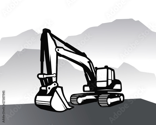 Excavator logo template vector. Heavy equipment logo vector for construction company. Creative excavator illustration for logo template.