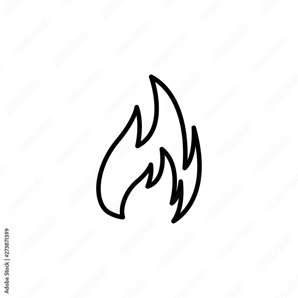 Fire Line Icon In Flat Style Vector For App, UI, Websites. Black Icon Vector Illustration.