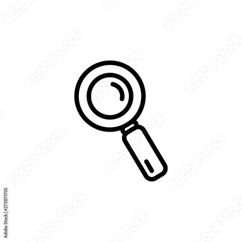 Magnifying Glass Line Icon In Flat Style Vector For App, UI, Websites. Vector Black Icon