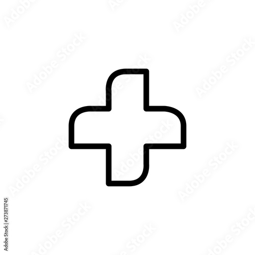 Medical Cross Line Icon In Flat Style Vector For App, UI, Websites. First Aid Black Icon