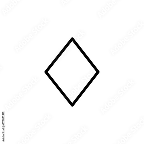 Playing Card Diamond Line Icon In Flat Style Vector For Apps, UI, Websites. Black Vector Icon