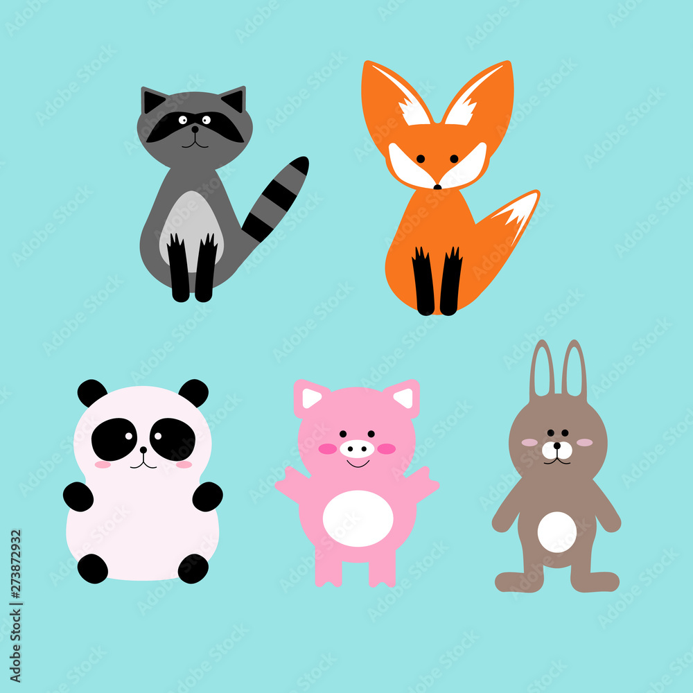 Vector illustration set of cute and funny cartoon pet characters.