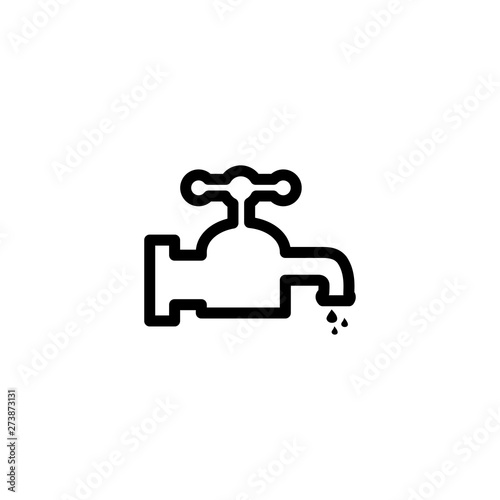 Water Tap Line Icon In Flat Style Vector For Apps, UI, Websites. Black Icon Vector Illustration