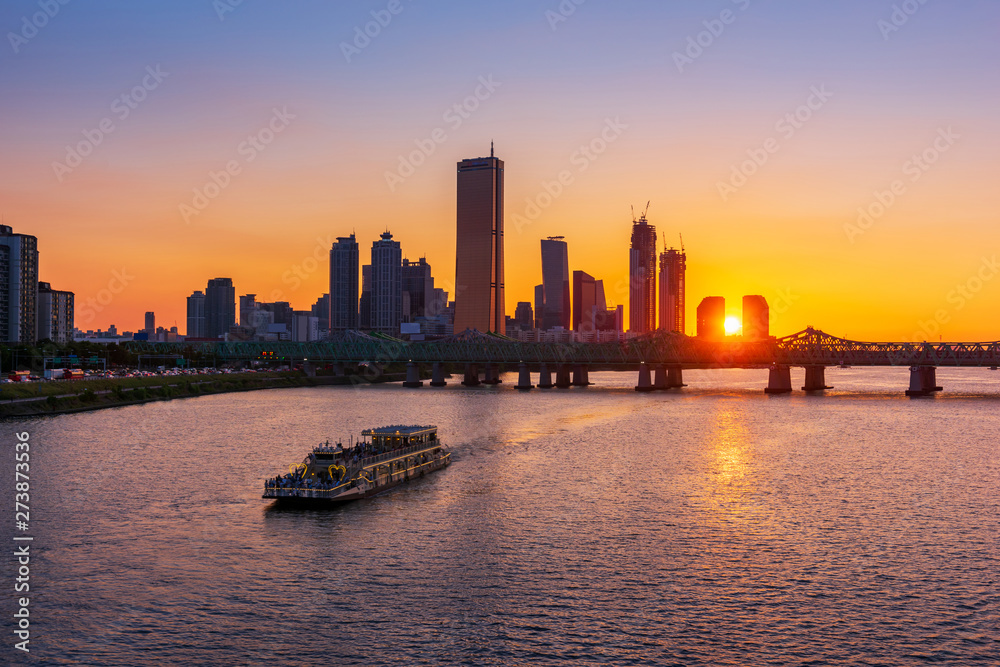 Sunset at Han river in Seoul City,South Korea.