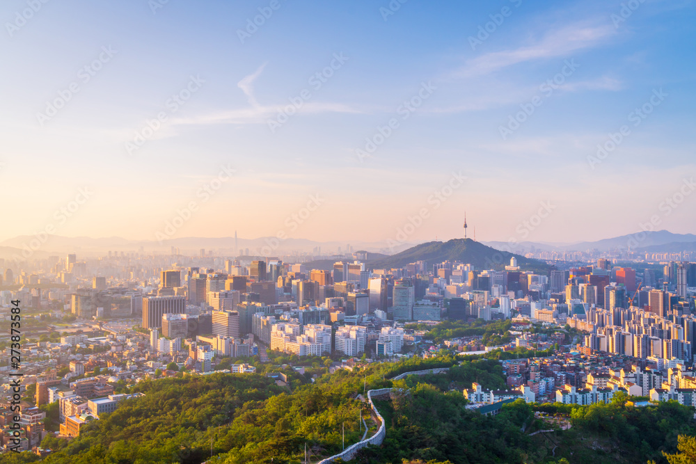 Sunrise of Seoul City Skyline,South Korea