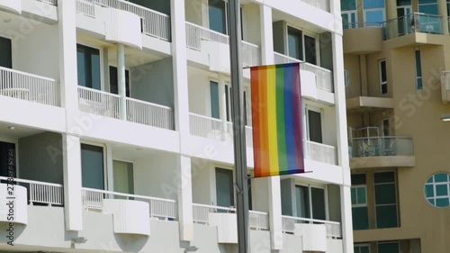 Rainbow flag / LGBT Pride flag showing in the streets