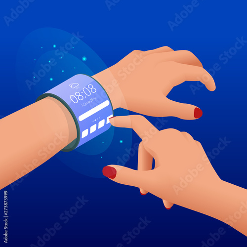 Isometric a flexible display is an electronic visual display. Foldable gadgets.