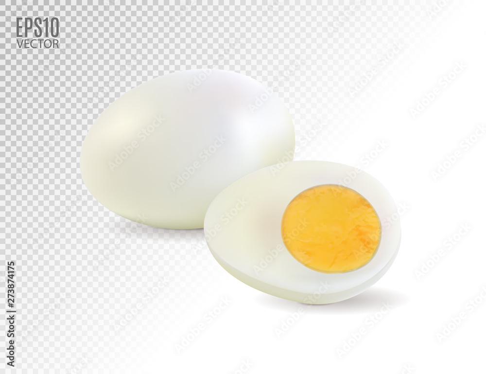 Realistic hard boiled eggs isolated on transparent background vector illustration