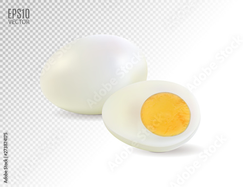 Realistic hard boiled eggs isolated on transparent background vector illustration