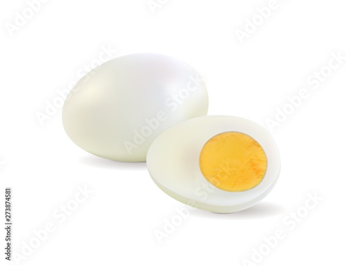 Realistic hard boiled eggs isolated on white background vector illustration. EPS10