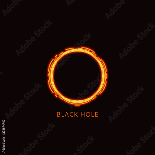 Supermassive black hole in space logo, vector illustration