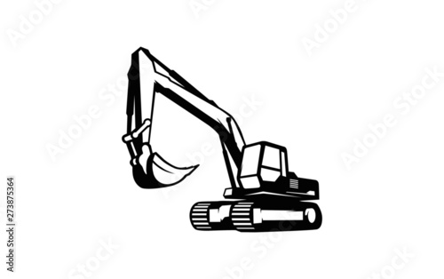 Excavator logo template vector. Heavy equipment logo vector for construction company. Creative excavator illustration for logo template. photo