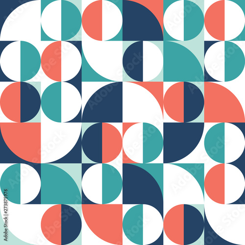 Decorative Scandinavian geometric modern pattern for the background, tile and textiles. It is assembled from modular parts. Vector. Seamless.