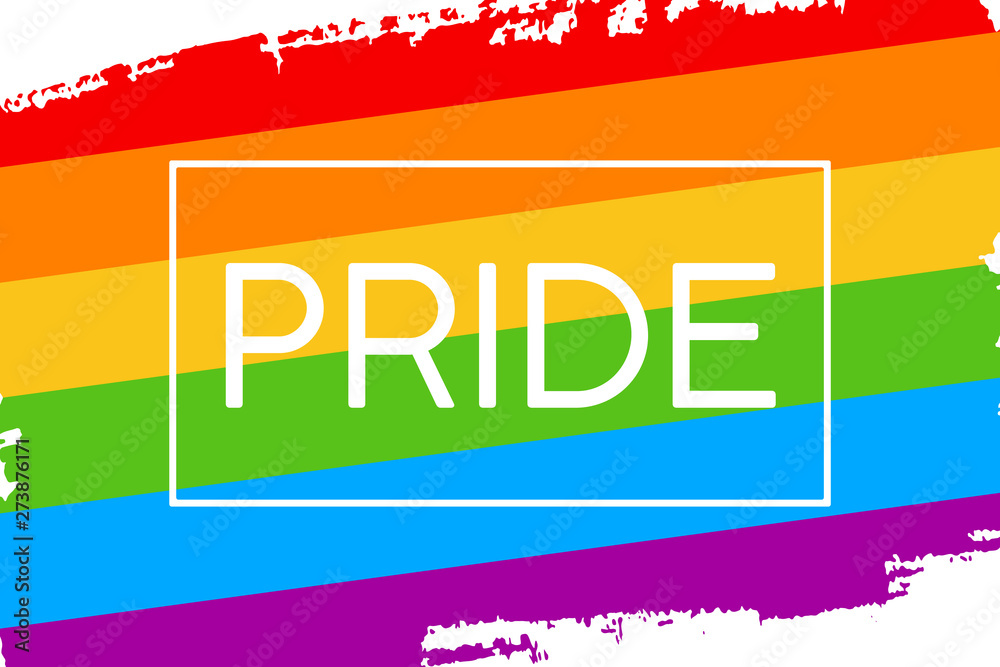 Hand draw LGBT pride flag in vector format. Rainbow flag with word ...