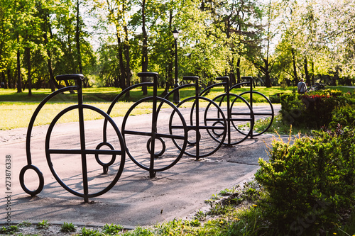 Wallpaper Mural Parking for bicycles in the park. The concept of a healthy lifestyle. Torontodigital.ca