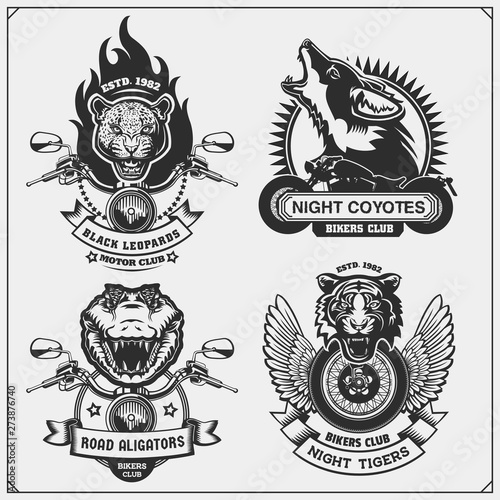 Canvas Print Collection of retro motorcycle labels, badges and design elements