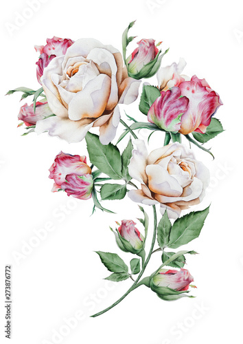 Watercolor bouquet with flowers.  Illustration.  Hand drawn. © redneks