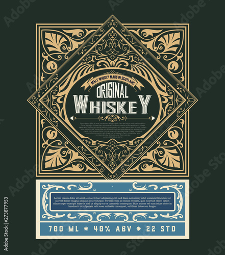 Whiskey label for packing. Vector layered