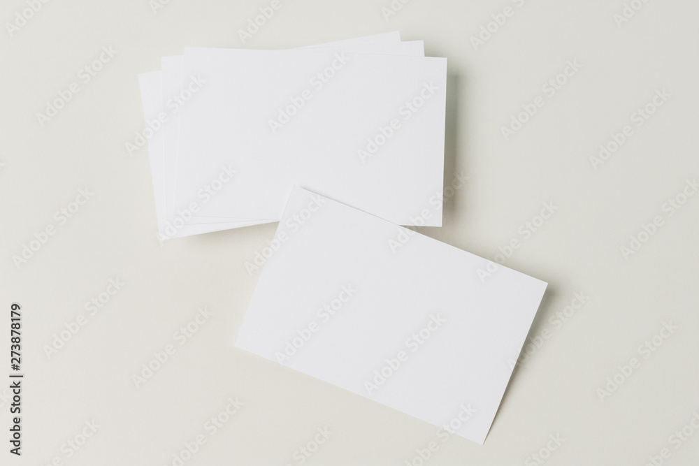Top view blank business card Top view blank business card