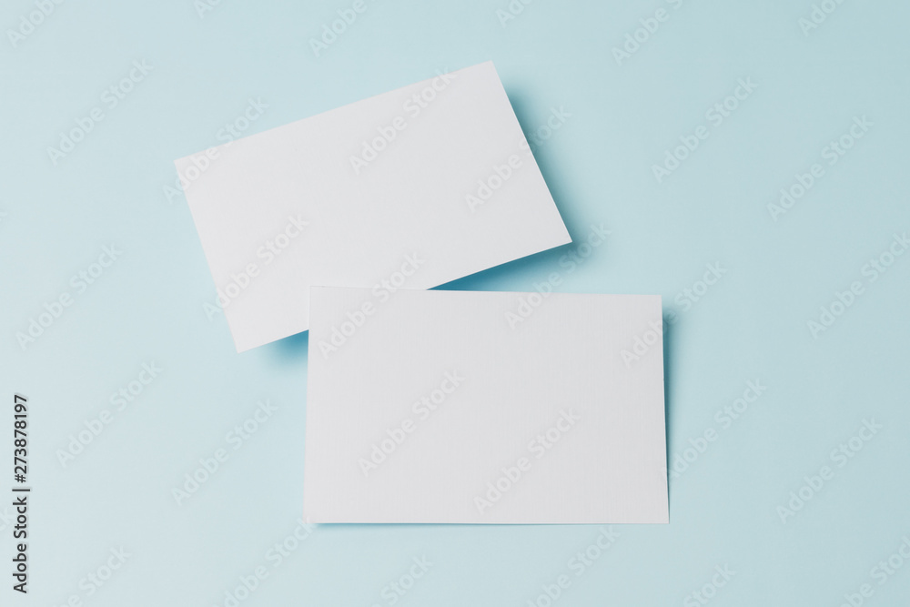 Top view blank business card Top view blank business card