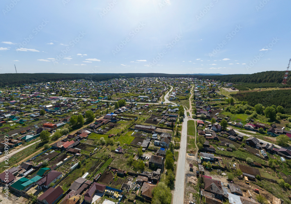 Fototapeta premium Sysert city. Private houses. Aerial. Summer day