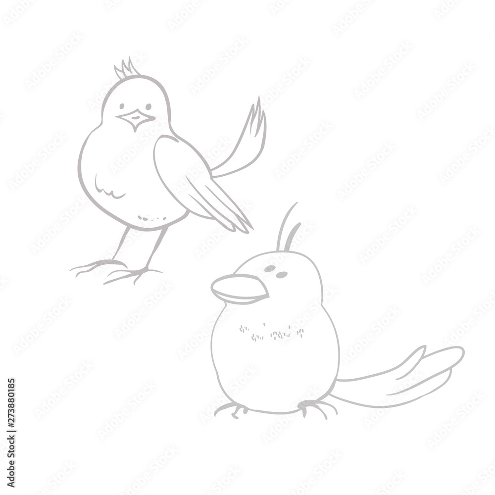 Cute cartoon bird, cartoon character, linear pattern in vector Cute cartoon bird, cartoon character, linear pattern in vector