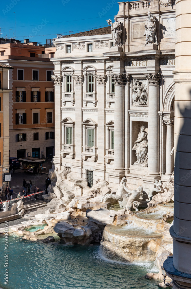 ROME Italy: Aerial View of The Trevi Fountain, Fontana di Trevi, Famous Sightseeing Rome