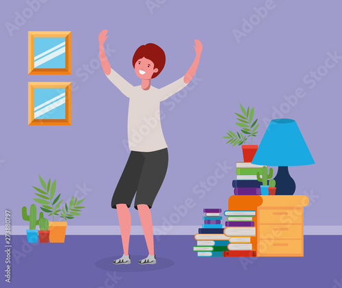 Happy man in study room design