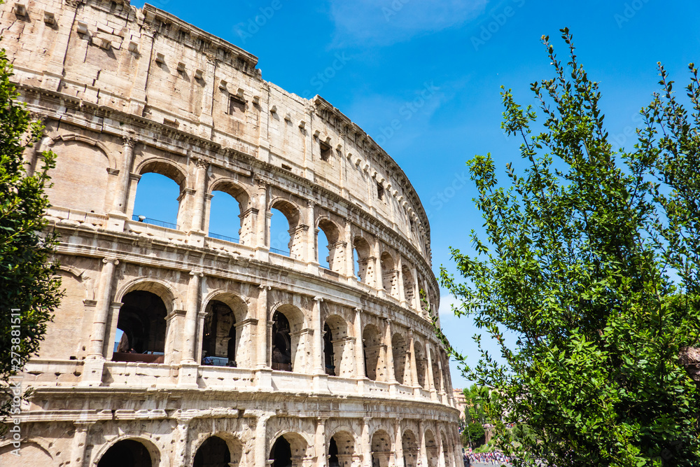 ROME, Italy: Great Roman Colosseum (Coliseum, Colosseo) also known as the Flavian Amphitheatre. Famous world landmark.