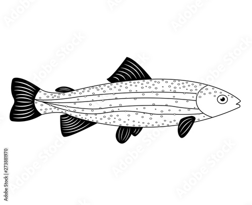 rainbow trout cartoon fish multi-colored vector illustration