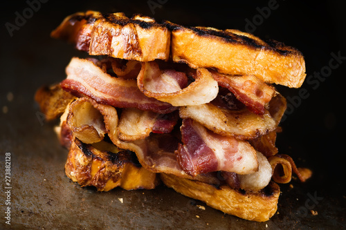Принти на полотні rustic english bacon butty sandwich