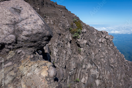 An extreme track to Raung mount summit called 'Puncak Sejati'. Raung is the most challenging of all Java’s mountain trails, also is one of the most active volcanoes on the island of Java in Indonesia. photo