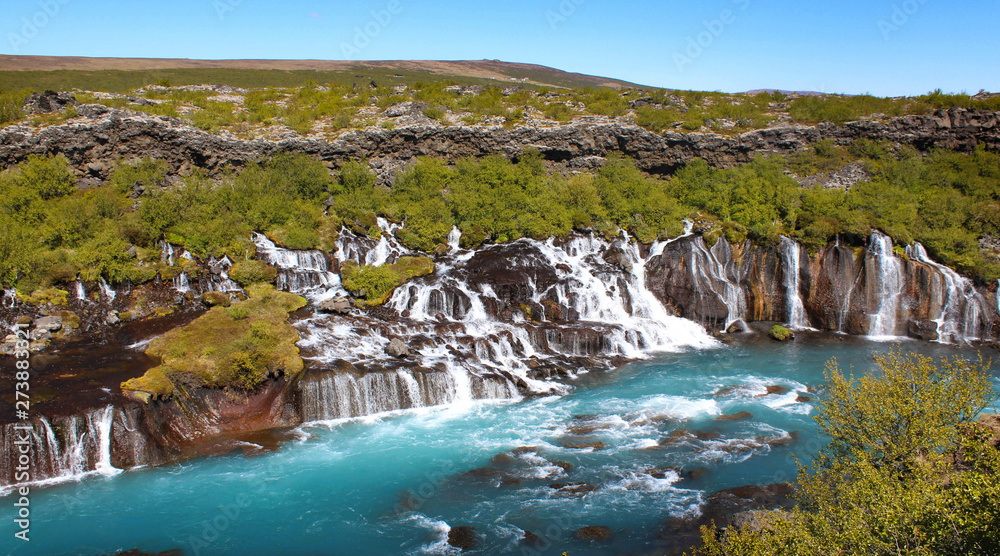 Fototapeta premium Barnafoss and Hraunfossars waterfall in Iceland
