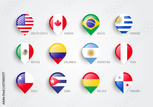 Vector illustration map pointers with flag of america Free Download Vector illustration map pointers with flag of america - GFXLoad