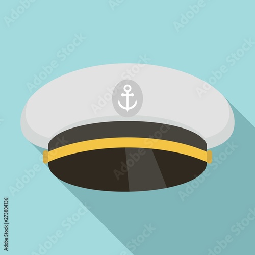 Ship captain cap icon. Flat illustration of ship captain cap vector icon for web design