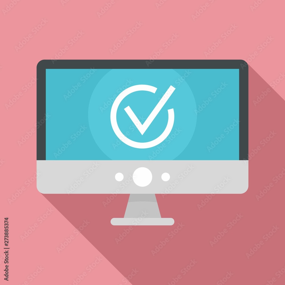 Computer monitor online vote icon. Flat illustration of computer monitor online vote vector icon for web design