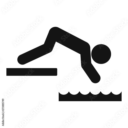Man jump in water icon. Simple illustration of man jump in water vector icon for web design isolated on white background