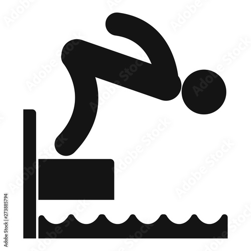 Kid at diving board icon. Simple illustration of kid at diving board vector icon for web design isolated on white background photo
