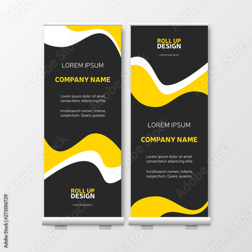 Yellow Business Roll Up. Presentation template, vector brochure, flyer, vertical banner design, cover geometric background, modern publication layout