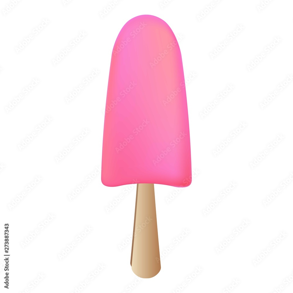Pink cold popsicle icon. Cartoon of pink cold popsicle vector icon for web design isolated on white background Pink cold popsicle icon. Cartoon of pink cold popsicle vector icon for web design isolated on white background