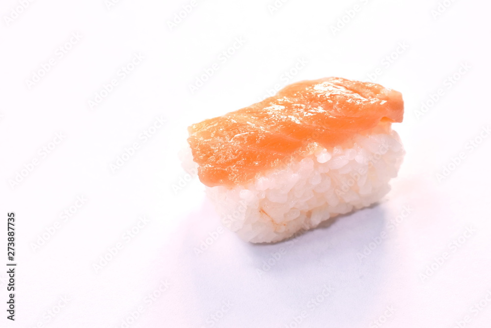 salmon Sushi Japanese food on white background salmon Sushi Japanese food on white background