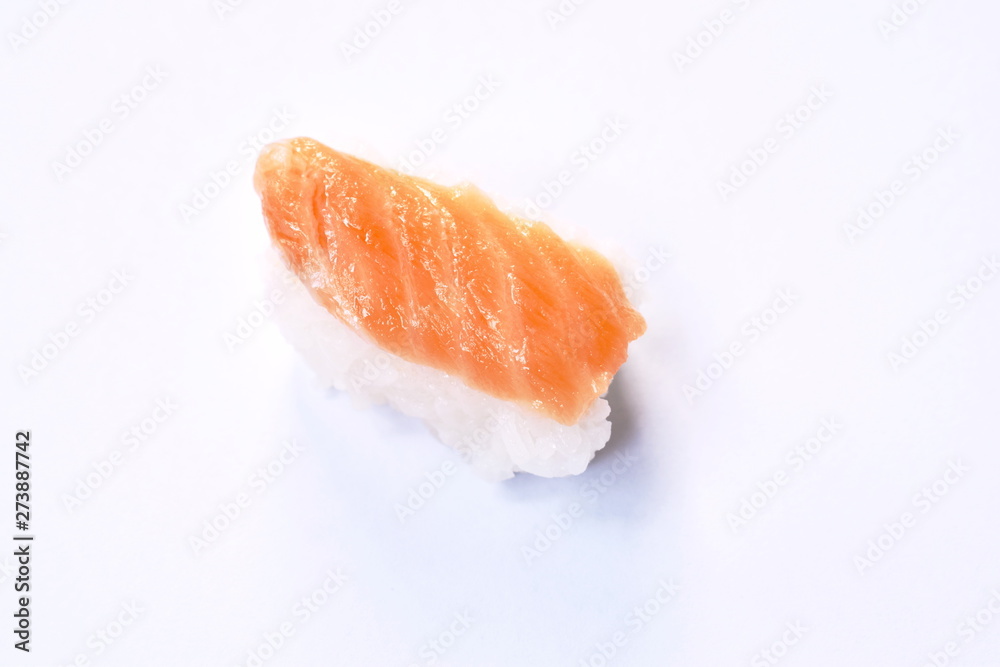 salmon Sushi Japanese food on white background salmon Sushi Japanese food on white background