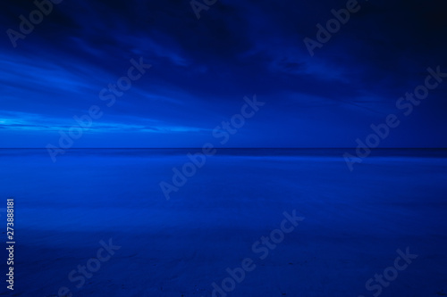 Blue  beach ocean long exposure